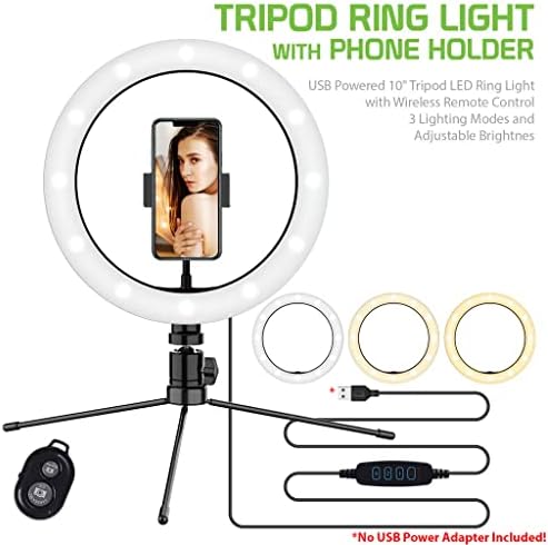 Светъл трикольор пръстен за селфи, съвместимо с Alcatel OneTouch PIXI 3 (5,5 ) 10 инча, с дистанционно управление за директно излъчване