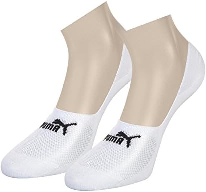 Мъжки Спортни чорапи Puma 2 Двойки Footies Trainer със Силикон Улови за петата 9-11 Унисекс Бял Цвят