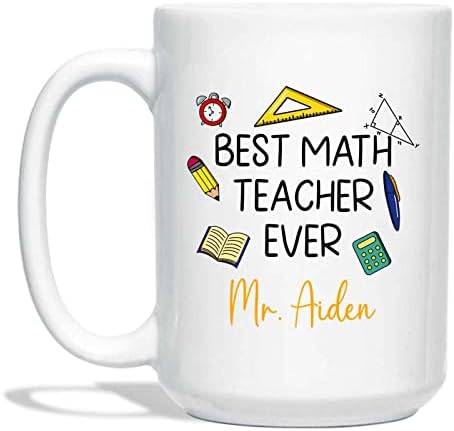 Най-добрата Чаша за учителя по математика, Чаша, Въведете име на Учителя по математика, Подарък Учител за Нов семестър, Кафеена