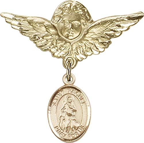 Детски икона Jewels Мания за талисман на Свети Рейчъл и пин Ангел с крила | Детски иконата със златен пълнеж с талисман Свети Рейчъл