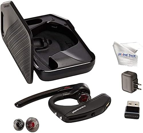 Комплект bluetooth-слушалки GTW Plantronics Voyager 5200 UC с монтиране на зарядно устройство, USB ключ, със зарядно, калъф 206110-01-B