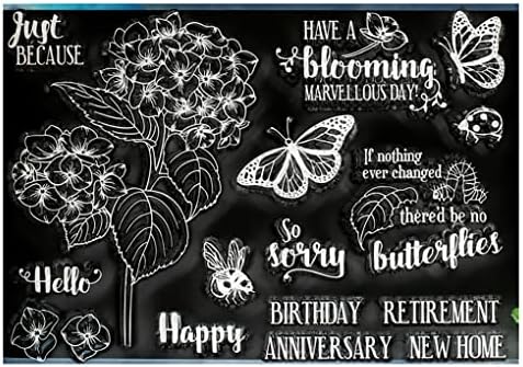 DDOUJOY Цветя Пеперуда Листа Пчела честит Рожден Ден, Годишнина Фон Прозрачни Печати за Направата на Картички, Бижута и САМ Scrapbooking