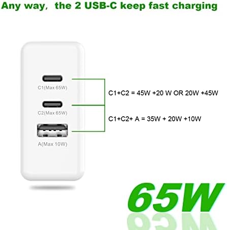 Бързо зарядно устройство SVITOO 65 W USB C GaN с кабел, Многопортовое Стенно зарядно устройство за NB, Мобилен телефон, iPhone 13/13