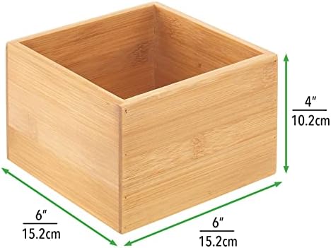 mDesign Бамбук с Кухненски Контейнер За съхранение, Кутия-Органайзер с Квадратна чекмедже за Склада, Рафтове или Плотове, За съхранение