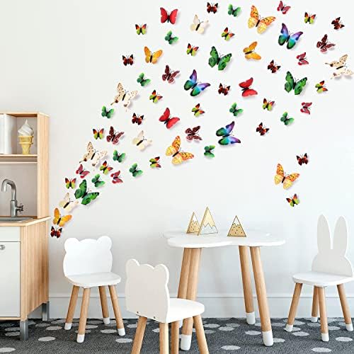 LiveGallery 72 БР 6 Цвята на Сменяемите 3D DIY Красиви Стикери за Стена с Пеперуди, Цветни Пеперуди, Арт Декорация, Стикери за Стени,