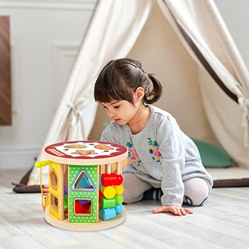 Дървен Куб-Сортер Монтесори за деца над 18 месеца с 22 бр. Разноцветни Мультисенсорными Дървени Блокове, Кубче за ранно Развитие