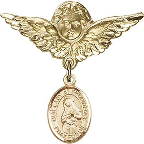 Детски иконата със златен пълнеж с Талисман на Дева мария Провидънс и Икона на Ангел с крила -Игла