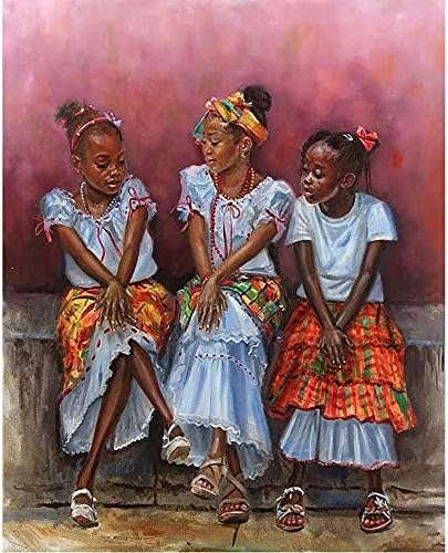 5D Диамантена картина афроамериканская сестра Момиче Изкуство Пълна Кръгла Бормашина Диамантени Комплекти за Бродерия на кръстат