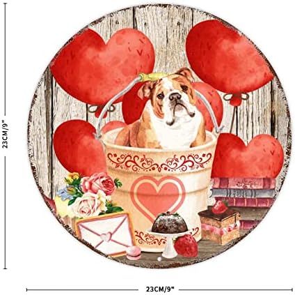 Червено Сърце на Любовта Куче Метален Знак Свети Валентин Розово Сърце Куче Кръгъл Метален Твърд Знак Куче Розова Роза-Сладък Десерт