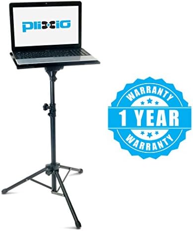 Plixio Регулируема Стойка за проектор за лаптоп - Преносимо планина за модния подиум, DJ миксер, Поставка за настолен компютър, Тава и притежателя (от 27 до 48)