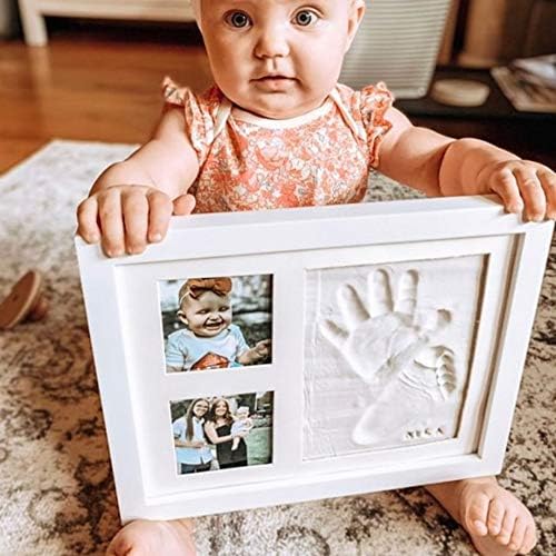 Комплект за снемане на отпечатък ръце и отстъпи на краката на малко дете (печат с дата и името) Рамка за снимки с отпечатък от ръка