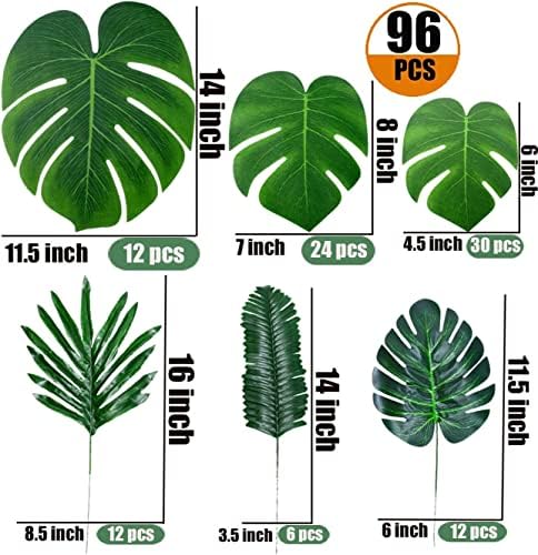 Ръчно изработени 96 Опаковки Палмови Листа на Изкуствен Тропически Монстеры Изкуствените Палмови листа, Стъбла Монстеры Luau Хавайски