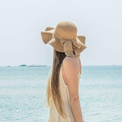 Дамски солнцезащитная сламена шапка NEARTIME с широка периферия, UV-UPF 50, лятна шапка, сгъваема плажна шапка с панти капак за