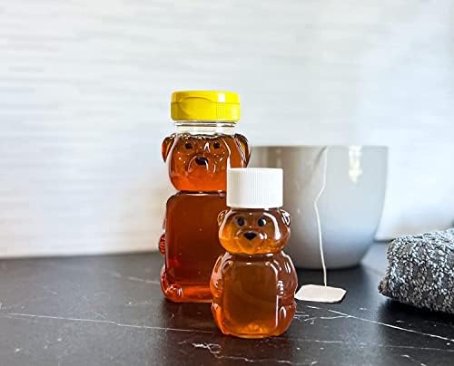 КОНТЕЙНЕРИ CLEARVIEW | Мече за мед по 8 унции с панти капак | Са идеални за празници, подаръци за рожден ден, на пчеларството, се раздават мед (Черно мече за 8 грама, 12 опаков