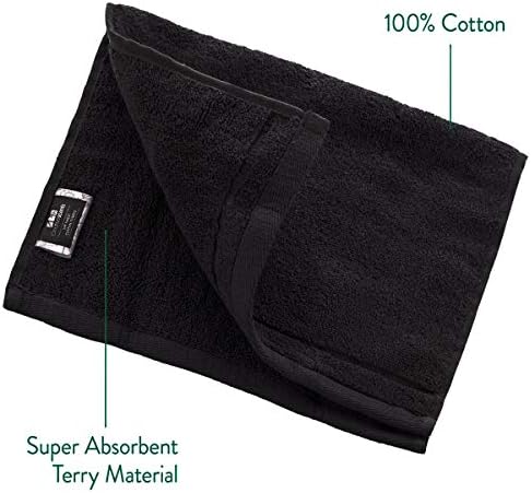 Комплект памучни кърпи за ръце цвят Черен - 4 опаковки - 11 x 18 см, Малко Декоративно, Добре Впитывающее влагата и Меко Махровое