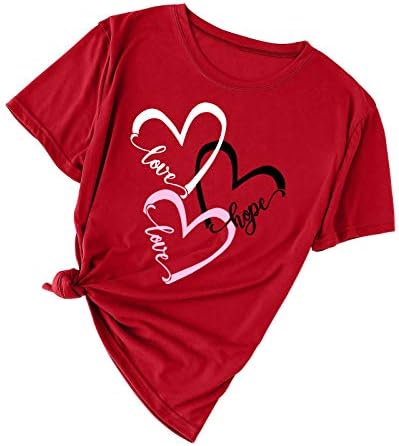 Дамска риза в Деня на Св. Валентин, тениска с къс ръкав Hope Love, ежедневни тениски с кръгло деколте, върхове