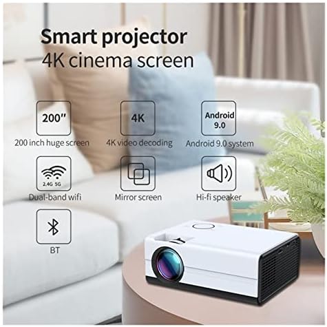 Проектор 1080P Мини led портативен WiFi Full HD 1280*720P с корекцията на трапецовидните изкривявания Проектор за домашно кино (Цвят:
