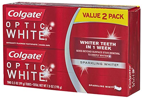 Паста за зъби Colgate Optic White Anticavity с флуор, Двойна опаковка, 2 Туби от по 3,5 Грама, Игристая Мятная, 2 Ea