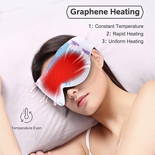 Маска за очи с топъл, Влакнести маска за сън с 3-степенна регулируема температура за сухота в очите, горещ компрес, Подпомага движението на кръвта в очите, премахва у