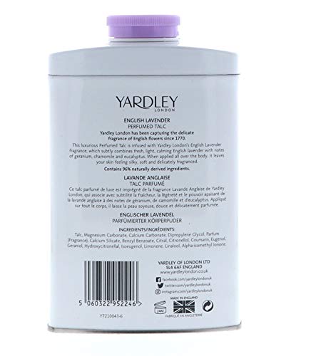 Талк на прах с аромат на английската лавандула Yardley of London, 7 грама, Направено в Англия - НОВА ФОРМУЛА