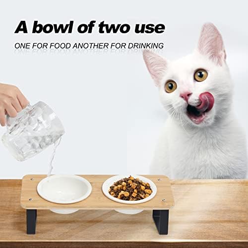 Повдигнати Купа за котешки храна, Керамични Купички за котки със стойка, наклоненной на 15 °, Повдигнати Купа за котки и за храна