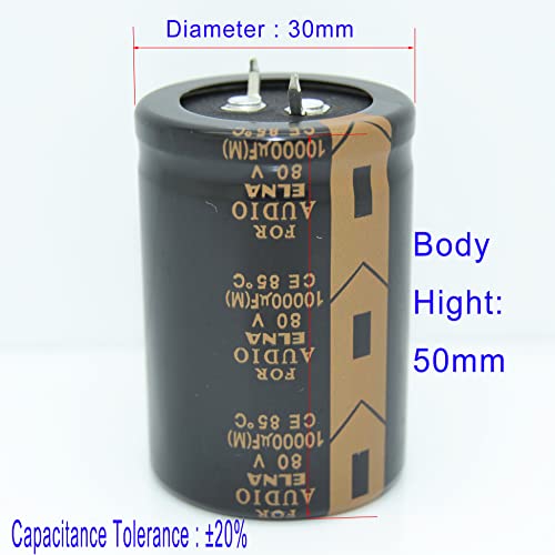 Pnzxi 2 елемента Elna LAO 10000 uf 80 ±20% 35x50 мм (DiaxHight) 10 мм, 85 °C Аудио Електролитни кондензатори