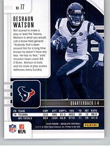 Търговската картичка 2020 Панини Absolute Green #77 Дешон Уотсън Хюстън Техасанс Футбол NFL