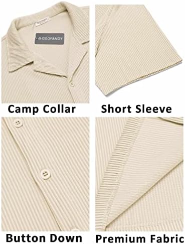 COOFANDY Мъжки Ежедневни Ризи с копчета и Къс ръкав Regular Fit Модни Лагерные Плажни Ризи Потници