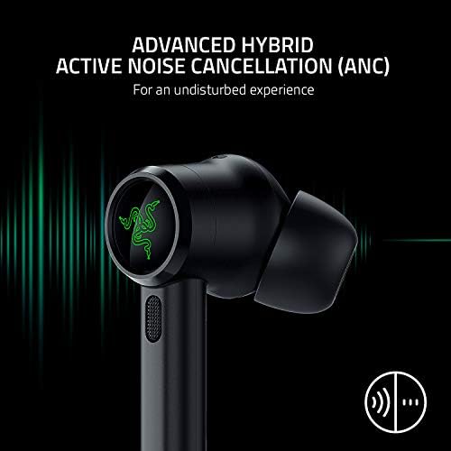Слот за слушалки Razer Hammerhead True Pro Wireless Bluetooth: THX Сертифицирани - Напреднал хибридни активно намаляване на шума - Забавяне на 60 мс с ниска латентност - Сензорна поддръжка