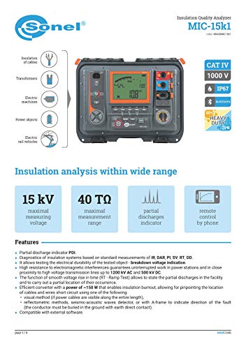 Тестер за изолация Sonel MIC-10k1 10 кв. 40 Ω Мегаомметр