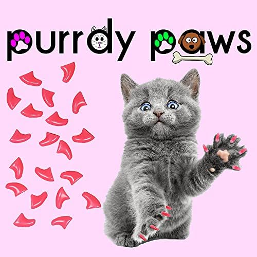 Purrdy Paws Една година Доставя Меки Шапки за нокти за котки Нежно-Розов цвят на Големи размери - Допълнителни Лепила