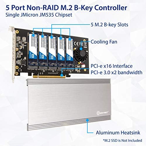 5 Слота M. 2 B-Key SATA Основен SSD, PCI-e За карти за разширяване на честотната лента 3.0 x2 Изисква x16 слот SI-PEX40142