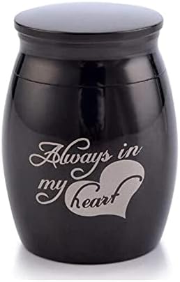 RUITAIQIN JNXL с потребителски надпис Always in My Heart Декоративни урни за кремация на паметта от Неръждаема стомана, Банка за