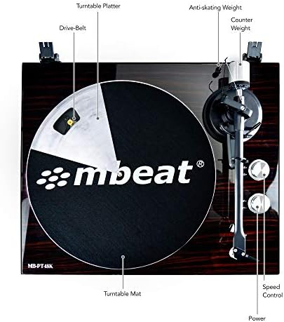 Плеър mbeat MB-PT-18K Hi-Fi с Подвижна пылезащитным калъф, стилус MMC, USB запис, противотежест за тонарма и защита от подхлъзване,
