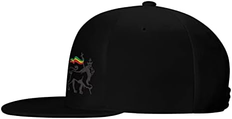 Бейзболна шапка Rasta Lion of Judah с плоска периферия, Мъжки и Дамски Регулируема шапка, Черна
