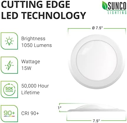 Sunco 16 Pack 5/6 Led Дискови осветителни тела За скрит монтаж на Тавана Лампа-Вградени 6000 До Дневна Светлина Лукс, 15 W, 1050ЛМ,