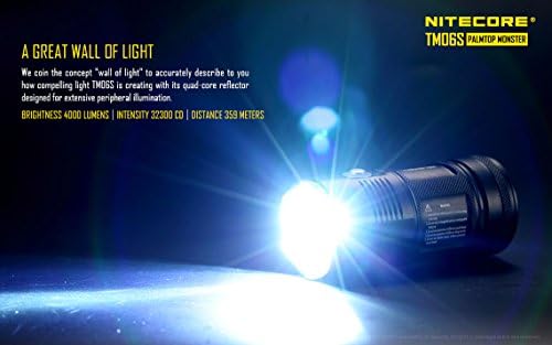 Фенерче Nitecore TM06S 393 Ярд на 4000 Лумена с 4 Акумулаторни Батерии, четырехканальным интелигентно зарядно устройство i4