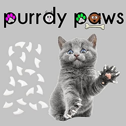 Purrdy Paws 6-Месечен запас от Меки Капсули за нокти за котки Large White - Допълнителни Лепила