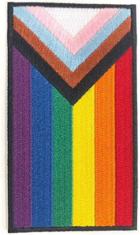 Флаг Гордост Напредък, Флаг ЛГБТК, Флаг Трансджендър POC - 4-инчов Желязна нашивка