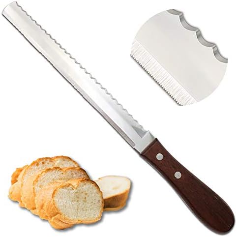 Нож за хляб с назъбени, Двупосочен 2в1 [Произведено в Япония], Остро 8-Инчов Мощен Нож, Японски Нож за хляб за домашно готвене, Уникални Хлеборезка