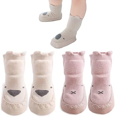 Exegawe Детски Нескользящие чорапи за пол - 2 Чифта Нескользящих Чорапи за деца с дръжка за Момичета и Момчета