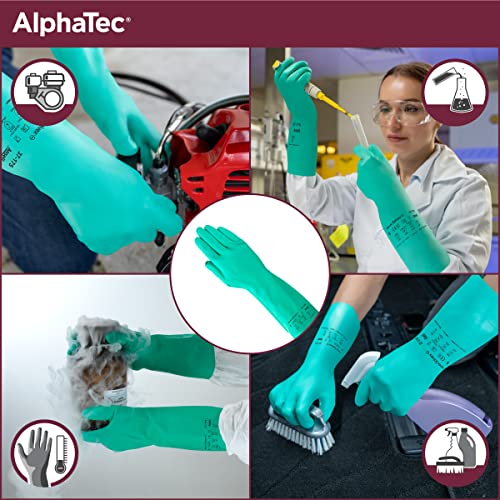 Ръкавици AlphaTech Solvex 37-175 с Нитриловым Индустриални Флокированием, Химически Устойчиви, за събиране на реколтата, Селско