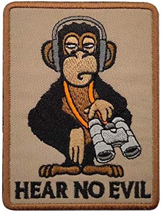 Три мъдри маймуни вижте говори не чуват зло бродерия кръпка военен тактически боен дух емблемата на кръпка икони апликация петна
