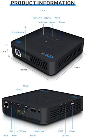 Дебел мини DLP-Проектор P15, Съвместими с HDMI, Джобен видео проектор, Преносим за Домашно Кино с Android, Bluetooth 3D Proyector