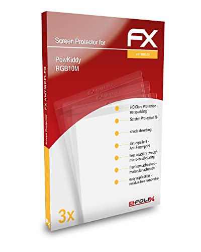 Защитно фолио atFoliX, съвместима със защитно фолио PowKiddy RGB10M, антибликовая и амортизирующая защитно фолио FX (3X)