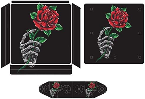 Стикер с роза под формата на скелета, держащая ръка за контролер PS4, дизайн на защитния на кожната покривка, стикер-стикер, съвместима