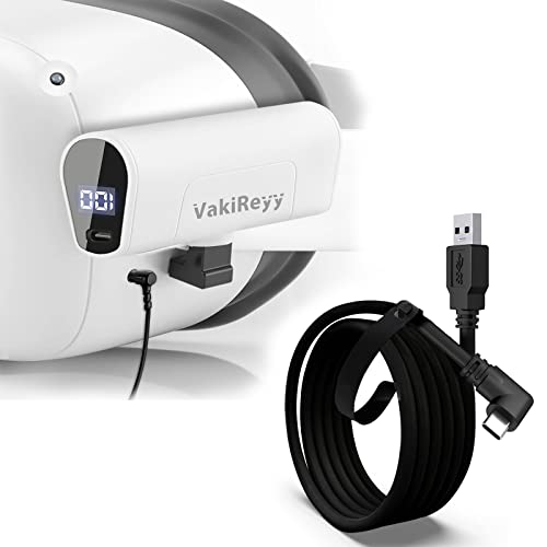 Акумулаторна батерия VakiReyy 5000 ма за аксесоари Oculus Quest 2 и 10-фута кабел Oculus Quest 2 Линк