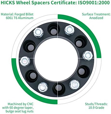 HICKS 2-цолови джанти подложки от 6x5,5 до 6x5,5 (6x139,7) 14x1,5 с 6 первази, скоба за резби 14x1,5, вътрешен диаметър 108 мм,