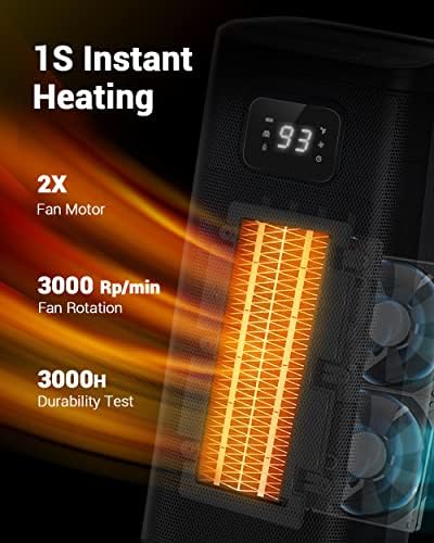 Осцилиращият нагревател KopBeau за вътрешна употреба, бързо загряване за 1 секунда, Електрически и Преносим Нагревател с Термостат,