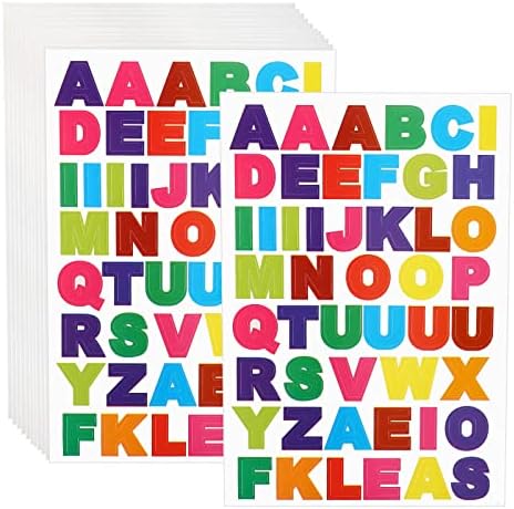 Етикети с Букви от Азбуката, 60 Листа Цветни Самозалепващи Етикети с Азбука за Scrapbooking САМ Art Project Занаятите